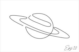 vector illustration continuous line art drawing of ringed planet