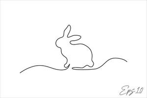 rabbit continuous line art drawing vector