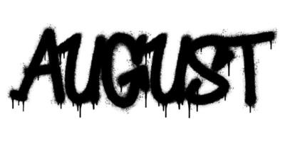 Spray Painted Graffiti August Word Sprayed isolated with a white background. graffiti font August with over spray in black over white. vector