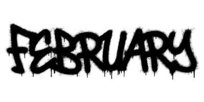 Spray Painted Graffiti February Word Sprayed isolated with a white background. graffiti font February with over spray in black over white. vector