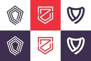 Shield logo design vector collection with creative element concept