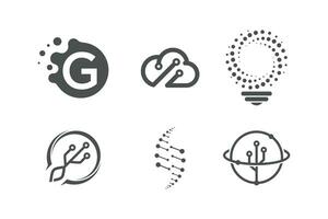 Technology logo design vector collection with creative element concept