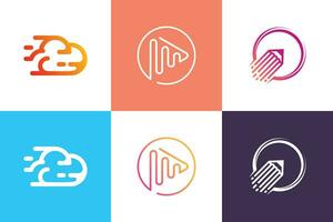 Technology logo design vector collection with creative element concept