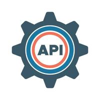 API Data analytics icon monitoring setting gear database icons vector