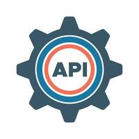 API Data analytics icon monitoring setting gear database icons vector