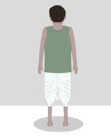 Indian boy back view cartoon character for cartoon animation stories vector