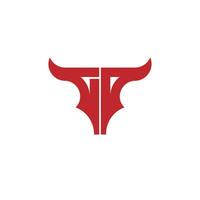 cp bull head minimalist logo design vector