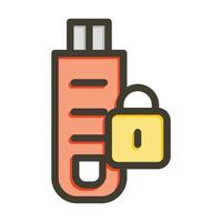 Data Lock Vector Thick Line Filled Colors Icon For Personal And Commercial Use.