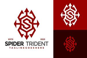 Letter S Spider Trident Logo design vector symbol icon illustration