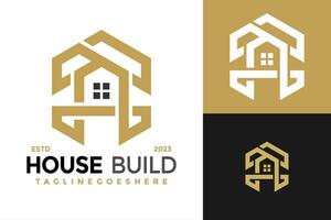 Letter A House Building Logo design vector symbol icon illustration