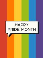 Happy pride month poster, card, poster with rainbow colored background. vector