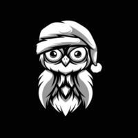 Owl Christmas Black and White vector