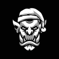 Ogre Christmas Black and White vector