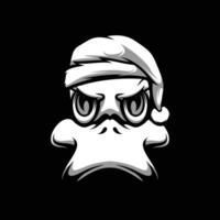 Duck Christmas Black and White vector