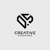 Creative style qs letter logo design template with diamond shape icon vector