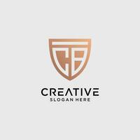 Creative style cb letter logo design template with shield shape icon vector