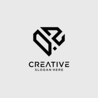 Creative style qz letter logo design template with diamond shape icon vector