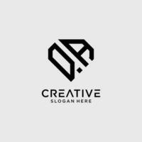 Creative style qa letter logo design template with diamond shape icon vector