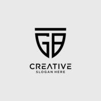 Creative style gb letter logo design template with shield shape icon vector