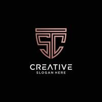 creativo estilo Carolina del Sur letra logo diseño modelo con proteger forma icono vector