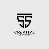 Creative style ss letter logo design template with shield shape icon vector