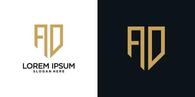 Monogram logo design initial letter a combined with shield element and creative concept vector