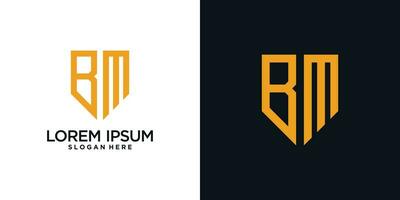 Monogram logo design initial letter b combined with shield element and creative concept vector