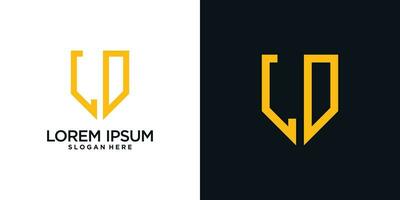 Monogram logo design initial letter l combined with shield element and creative concept vector