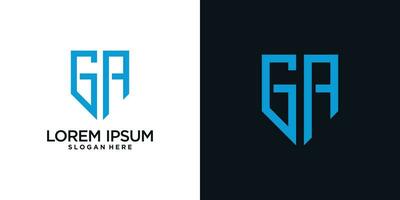 Monogram logo design initial letter g combined with shield element and creative concept vector