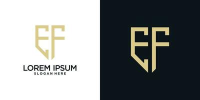 Monogram logo design initial letter e combined with shield element and creative concept vector