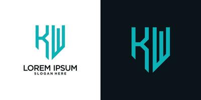 Monogram logo design initial letter k combined with shield element and creative concept vector