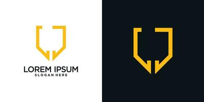 Monogram logo design initial letter l combined with shield element and creative concept vector
