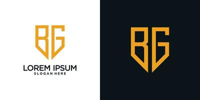 Monogram logo design initial letter b combined with shield element and creative concept vector