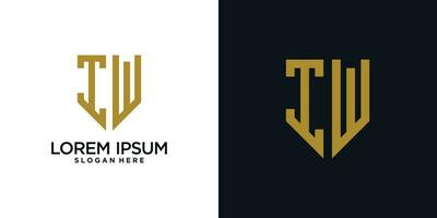 Monogram logo design initial letter i combined with shield element and creative concept vector