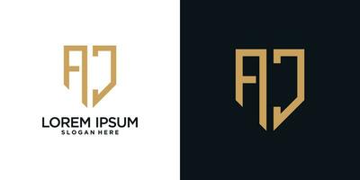 Monogram logo design initial letter a combined with shield element and creative concept vector