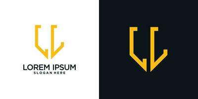 Monogram logo design initial letter l combined with shield element and creative concept vector