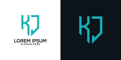 Monogram logo design initial letter k combined with shield element and creative concept vector
