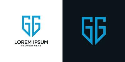 Monogram logo design initial letter g combined with shield element and creative concept vector