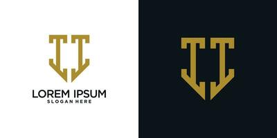 Monogram logo design initial letter i combined with shield element and creative concept vector