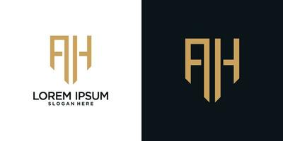 Monogram logo design initial letter a combined with shield element and creative concept vector