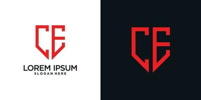 Monogram logo design initial letter c combined with shield element and creative concept vector