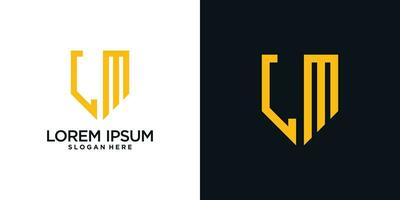 Monogram logo design initial letter l combined with shield element and creative concept vector