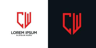 Monogram logo design initial letter c combined with shield element and creative concept vector