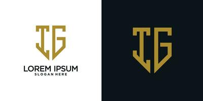 Monogram logo design initial letter i combined with shield element and creative concept vector