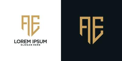 Monogram logo design initial letter a combined with shield element and creative concept vector