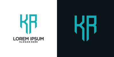 Monogram logo design initial letter k combined with shield element and creative concept vector