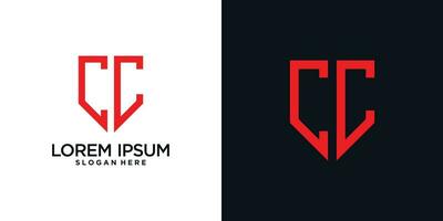 Monogram logo design initial letter c combined with shield element and creative concept vector