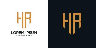Monogram logo design initial letter h combined with shield element and creative concept vector
