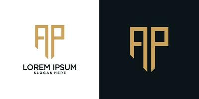 Monogram logo design initial letter a combined with shield element and creative concept vector