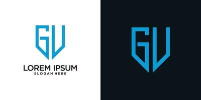 Monogram logo design initial letter g combined with shield element and creative concept vector